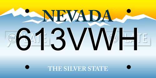 613VWH Nevada License Plate