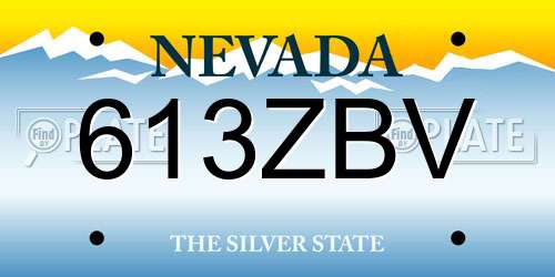 613ZBV Nevada License Plate