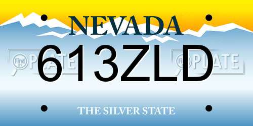 613ZLD Nevada License Plate