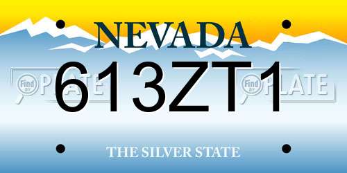 613ZT1 Nevada License Plate