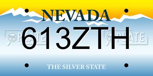 613ZTH Nevada License Plate