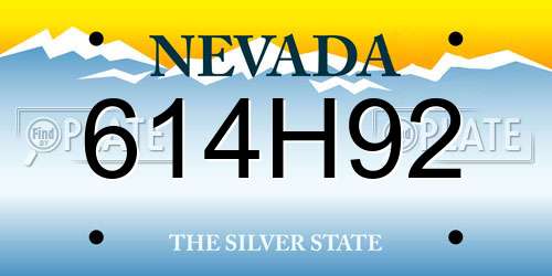 614H92 Nevada License Plate