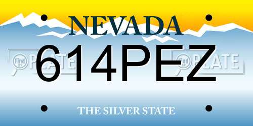 614PEZ Nevada License Plate
