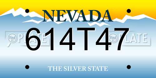 614T47 Nevada License Plate