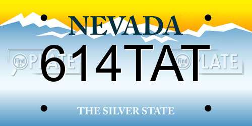 614TAT Nevada License Plate