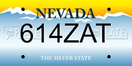 614ZAT Nevada License Plate