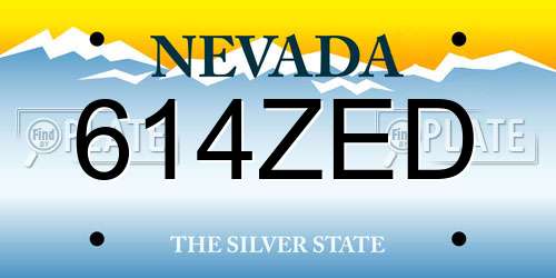 614ZED Nevada License Plate