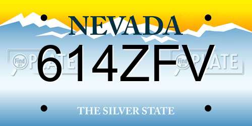 614ZFV Nevada License Plate
