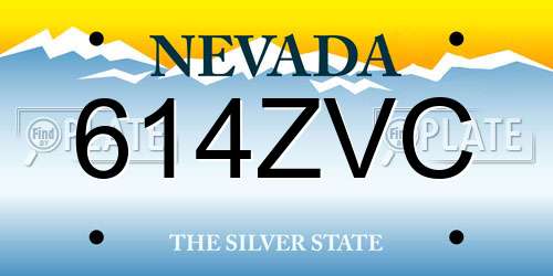 614ZVC Nevada License Plate
