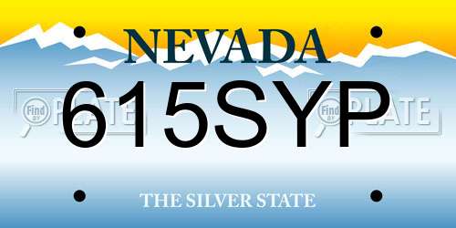 615SYP Nevada License Plate