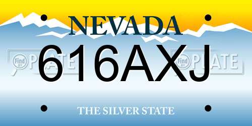 616AXJ Nevada License Plate
