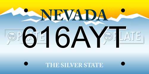 616AYT Nevada License Plate