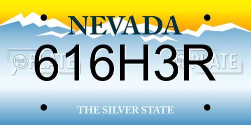 616H3R Nevada License Plate