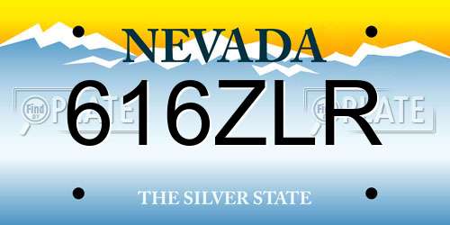 616ZLR Nevada License Plate