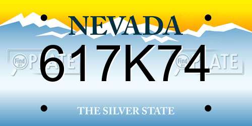 617K74 Nevada License Plate