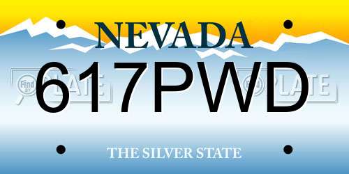 617PWD Nevada License Plate