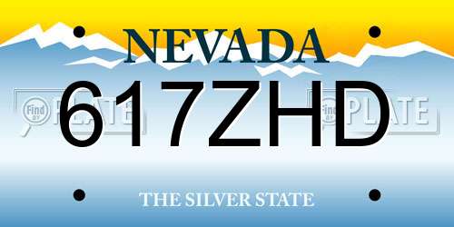 617ZHD Nevada License Plate