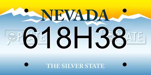 618H38 Nevada License Plate
