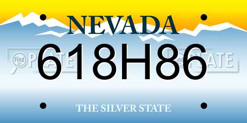 618H86 Nevada License Plate