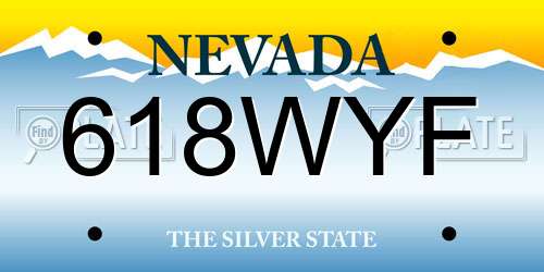 618WYF Nevada License Plate