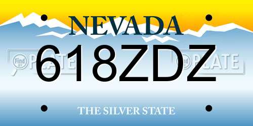 618ZDZ Nevada License Plate