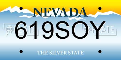 619SOY Nevada License Plate
