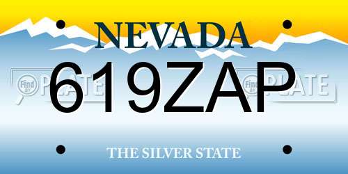 619ZAP Nevada License Plate