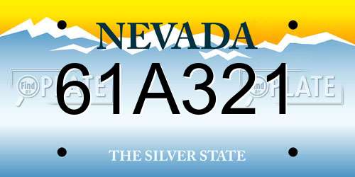 61A321 Nevada License Plate