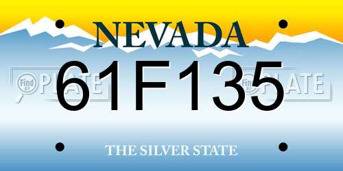 61F135 Nevada License Plate