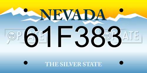61F383 Nevada License Plate