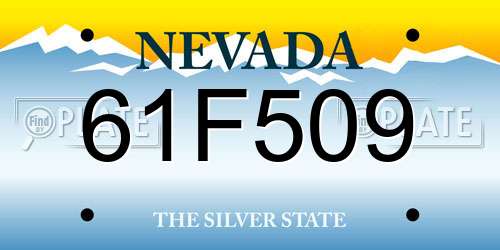 61F509 Nevada License Plate