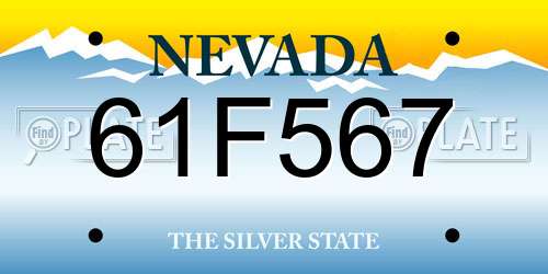 61F567 Nevada License Plate