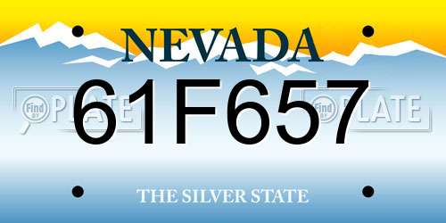 61F657 Nevada License Plate