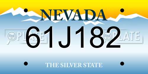 61J182 Nevada License Plate