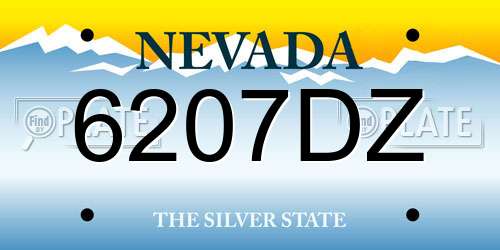 6207DZ Nevada License Plate