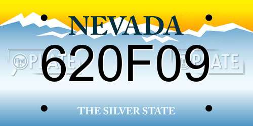 620F09 Nevada License Plate
