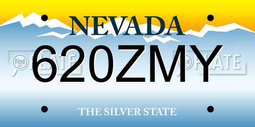 620ZMY Nevada License Plate