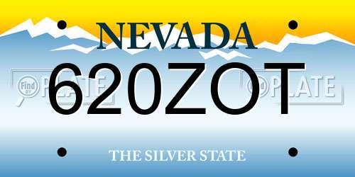 620ZOT Nevada License Plate