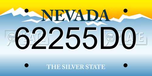 62255D0 Nevada License Plate