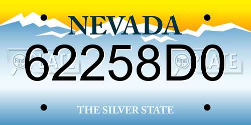 62258D0 Nevada License Plate