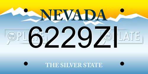 6229ZI Nevada License Plate