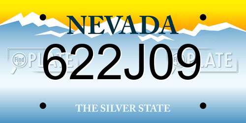 622J09 Nevada License Plate