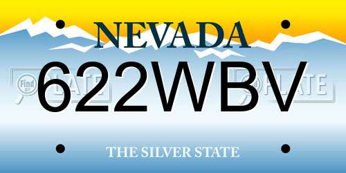 622WBV Nevada License Plate
