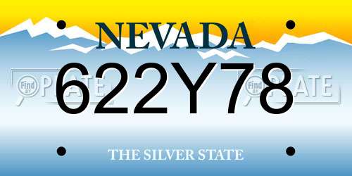 622Y78 Nevada License Plate