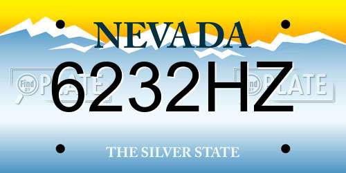 6232HZ Nevada License Plate