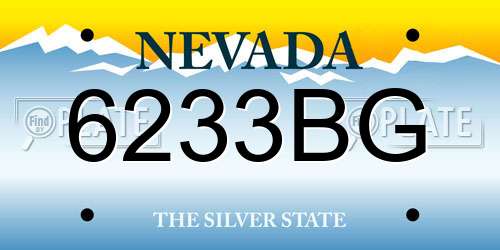 6233BG Nevada License Plate