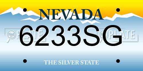 6233SG Nevada License Plate