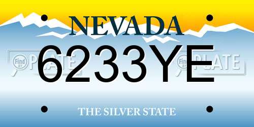6233YE Nevada License Plate