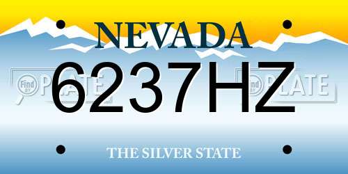 6237HZ Nevada License Plate