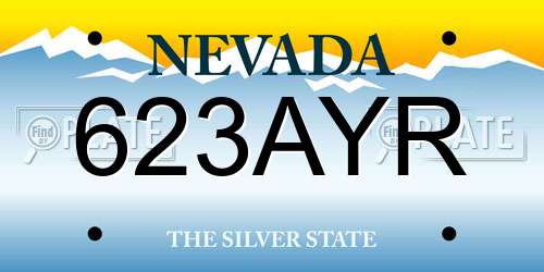 623AYR Nevada License Plate